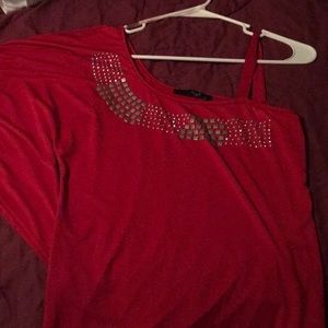 Red one sleeve dress shirt